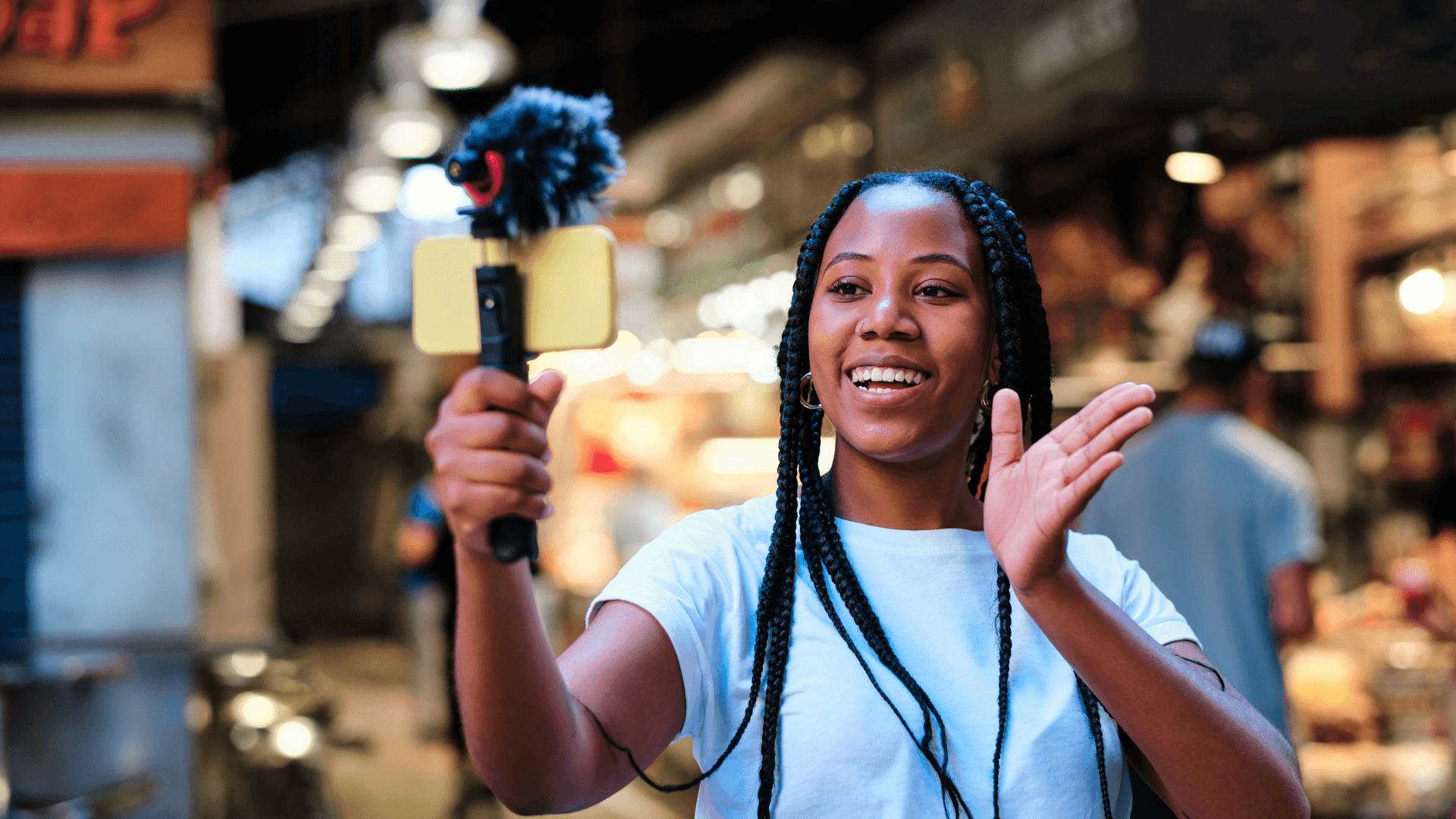 Influencer holding camera
